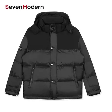 【清仓商场同款】柒牌奥莱男装潮SevenModern保暖连帽短款羽绒服图片