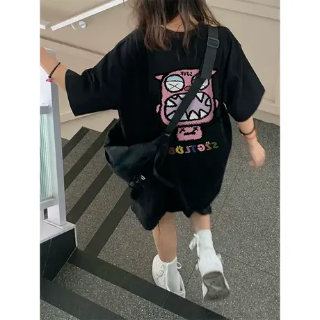 纯棉oversize设计感小众短袖t恤女夏季国潮牌ins宽松半袖上衣体恤商品大图