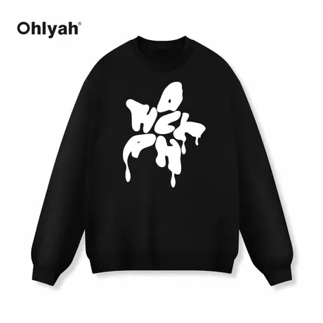 Ohlyah英文星星印花圆领宽松秋冬舒适潮牌卫衣男女款团队班服定制图片