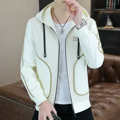 肌理感男韩版外套ins潮流休闲时尚连帽拼接夹克上衣服帅气春秋装图片