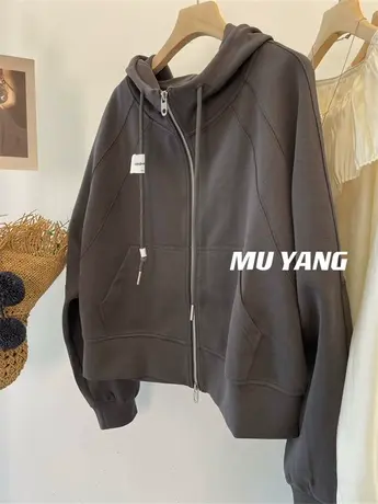 店主自留 品质货！港风立领连帽纯色拉链卫衣短外套女休闲上衣春图片