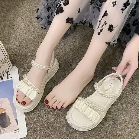 今年流行的凉鞋女2024夏季仙女风两穿凉拖鞋外穿时尚百搭厚底拖鞋商品大图
