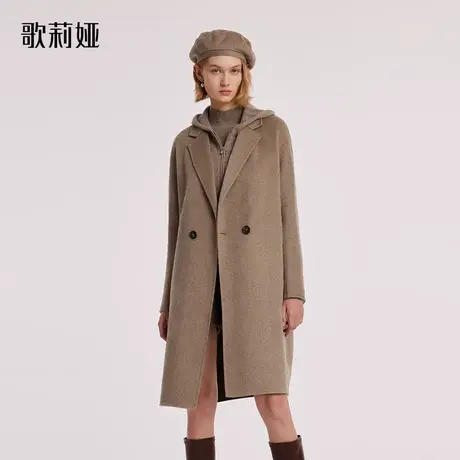 歌莉娅冬季新款LIGHTCOAT轻奢紫绒大衣高级感毛呢外套女1BCL6N040图片