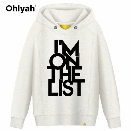Ohlyah品牌2023秋卫衣女装情侣连帽衫纯棉字母英文印花上衣学生潮商品大图