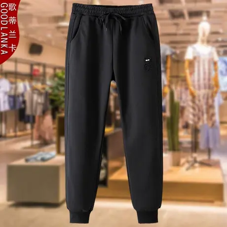 中年40-50岁妈妈春秋运动裤子黑色洋气加肥加大码女休闲束脚卫裤商品大图