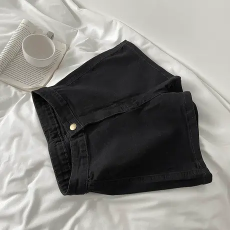 卷边弹力牛仔短裤女夏季2023年新款小个子辣妹高腰显瘦百搭热裤子商品大图