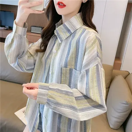 休闲衬衫防晒衣女夏季宽松大码女装冰丝薄款透气春秋开衫早秋外套商品大图