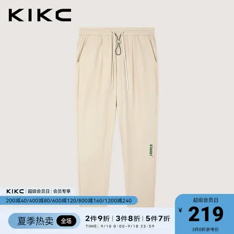 kikc休闲裤男2023春夏新款商场同款撞色抽绳字母印花微弹针织裤子商品大图