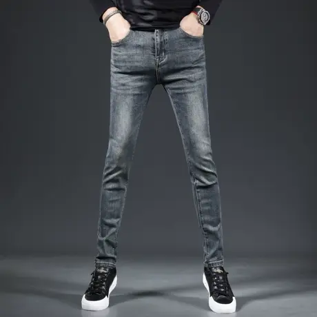 复古牛仔裤男秋季2023新款修身小脚裤高端弹力潮流男士长裤春秋款商品大图