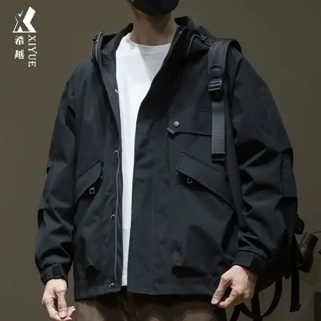 希越美式多口袋夹克式冲锋衣男秋冬抗皱耐磨透气登山服宽松大码潮商品大图