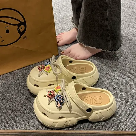 踩屎感厚底包头拖鞋女外穿2023夏季新款ins防滑女士洞洞鞋沙滩鞋商品大图