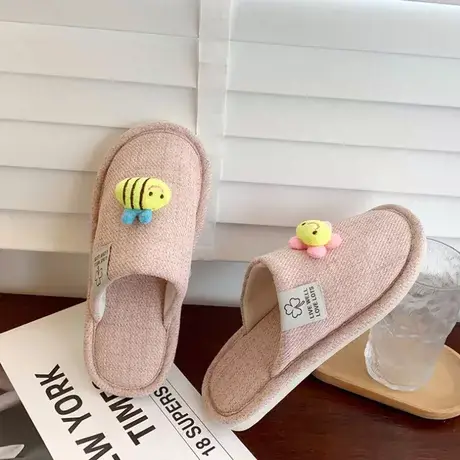 简约拖鞋女外穿网红ins风棉拖少女心卡通家居防滑可爱包头半拖商品大图