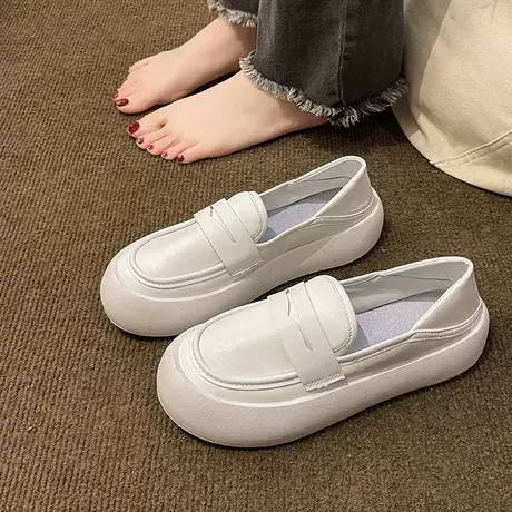 软底单鞋女2023春季新款休闲百搭防滑护士鞋软皮平底乐福鞋孕妇鞋商品大图