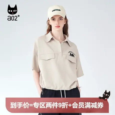 【趣玩】a02通勤风polo衫女2025夏季新品学院减龄设计感短款上衣图片