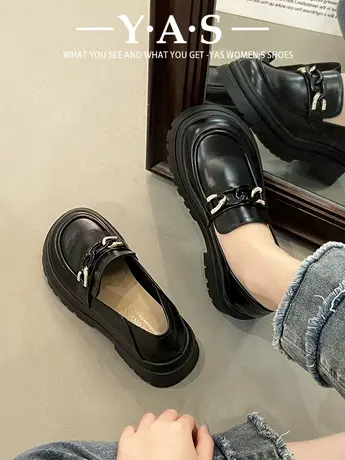 学院英伦风小皮鞋女2024春季新款厚底粗跟乐福鞋配裙子玛丽珍单鞋商品大图