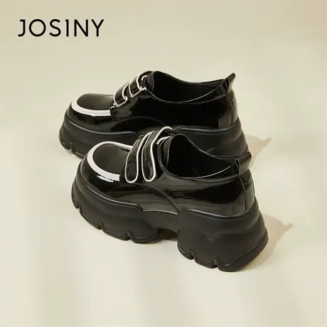 Josiny/卓诗尼厚底乐福鞋女2024新款春季法式小皮鞋百搭增高单鞋商品大图