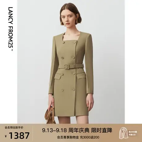 朗姿羊毛法式气质显瘦长袖连衣裙2023年新款高级感短裙秋季裙子女图片