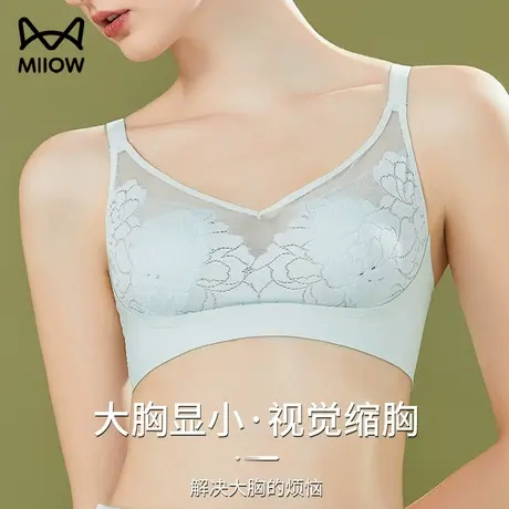 猫人法式内衣女夏季超薄款无钢圈文胸大胸显小胸透气聚拢蕾丝胸罩图片