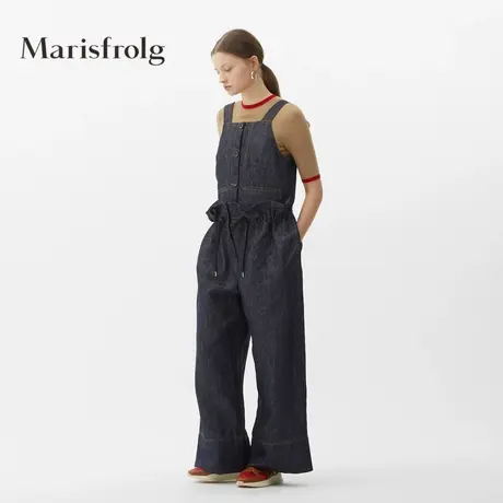 Marisfrolg玛丝菲尔女装2021年春季新款背带阔腿裤子牛仔连体裤图片