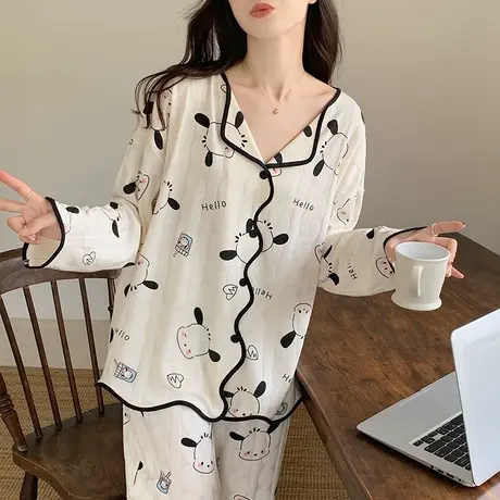 睡衣女纯棉春秋季薄款大码家居服套装2023新款网红爆款可爱外穿商品大图