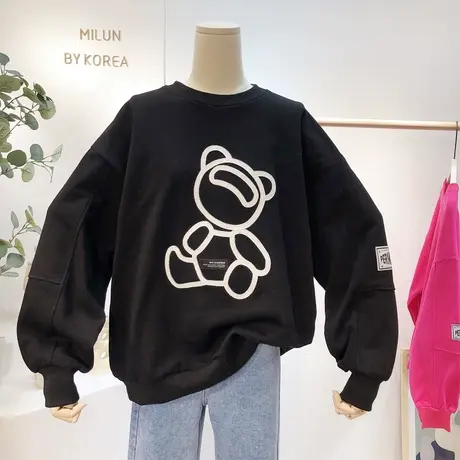 2021春装新款韩国东大门ins小熊帅气休闲宽松BF卫衣洋气大码欧货商品大图