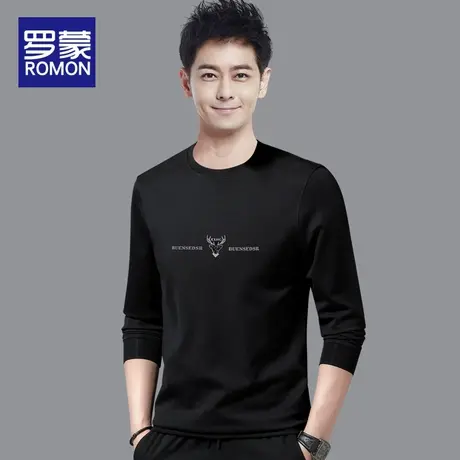 罗蒙卫衣男秋季圆领长袖上衣服时尚春秋款2022新款潮牌男士打底衫图片