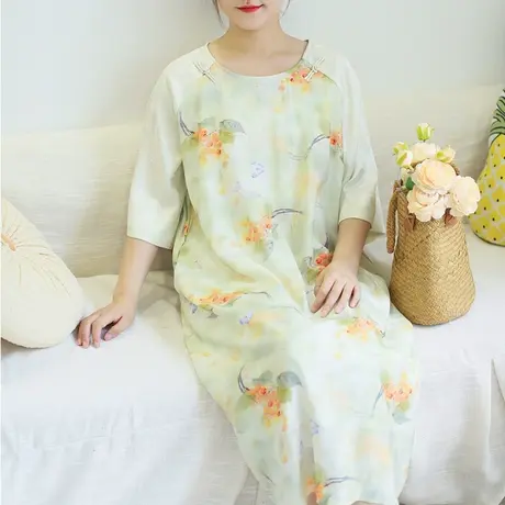 胖妹妹夏2023新品复古中式改良旗袍裙大码微胖优雅撞色旗袍连衣裙图片