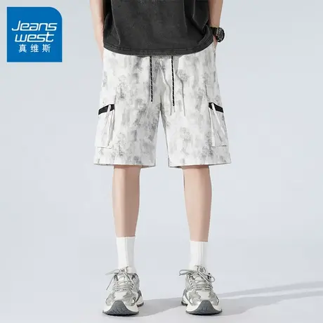 N5真维斯工装短裤男2025夏季新款宽松运动脏脏裤潮牌外穿五分裤子图片