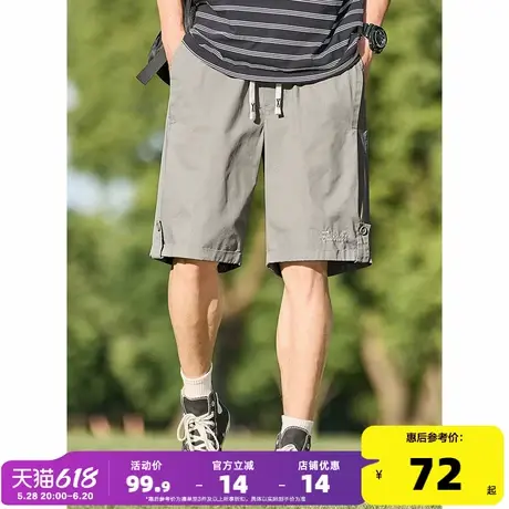 唐狮2024夏季新款男休闲短裤宽松直筒五分裤抽绳学生工装短裤潮流商品大图