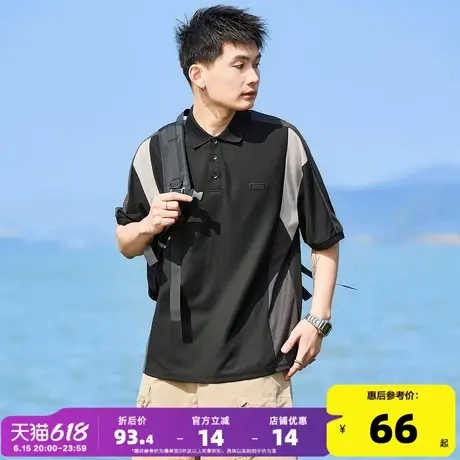 唐狮2025夏季新款男短袖Polo衫宽松撞色翻领上衣学生港风显瘦T恤图片