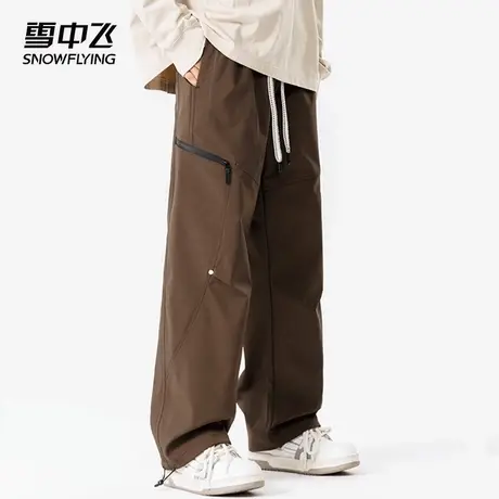 雪中飞休闲裤2025夏季新品系绳宽松休闲运动透气舒适直筒束脚长裤商品大图