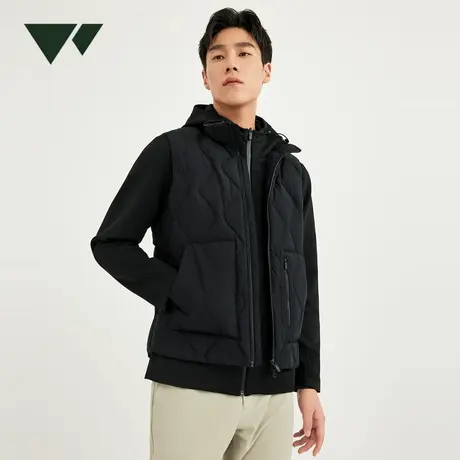 七匹狼奥莱男装羽绒马甲冬季新款轻薄休闲时尚无袖外套单茄克衫商品大图