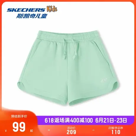 斯凯奇2025年夏季新品女款宽松纯色弹力挺括短裤休闲运动百搭柔软商品大图