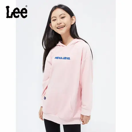 Lee女童春季纯棉长袖T恤2025新款时尚上衣宽松儿童装连帽春装卫衣图片
