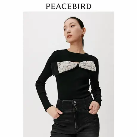 太平鸟女装冬季新款蝴蝶结套头衫A1EED4535图片