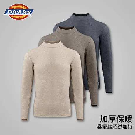 Dickies保暖上衣男2025新款秋冬季加绒加厚内衣内搭高领套头毛衣商品大图