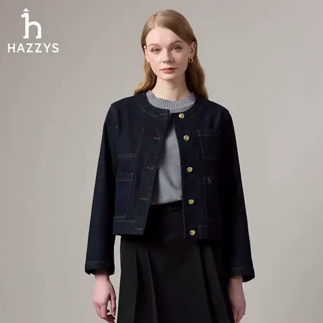 【商场同款】Hazzys哈吉斯2025秋季新品女时尚牛仔衣休闲外套上衣图片