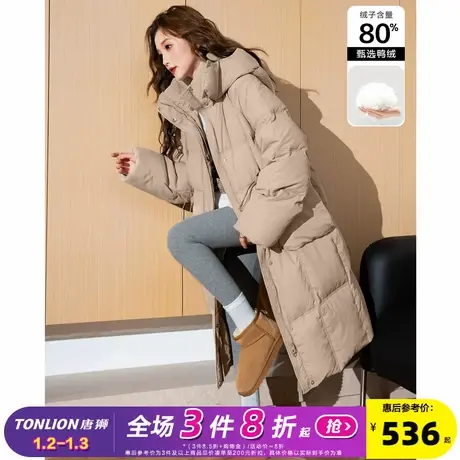 【防水】唐狮2024新款羽绒服女冬季穿搭大口袋立领带帽羽绒外套商品大图