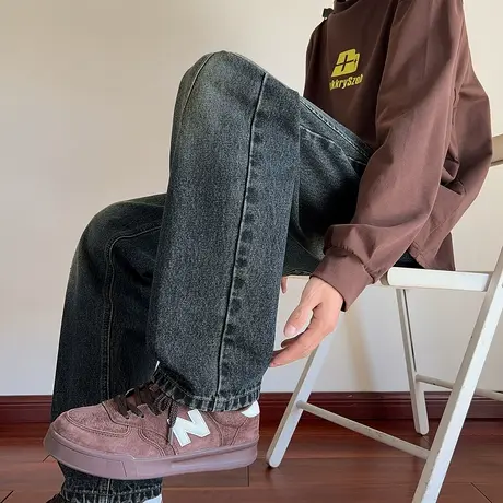 唐狮秋季牛仔长裤男宽松直筒美式复古休闲风长裤潮流百搭男裤TUTA图片