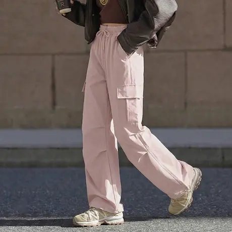 唐狮官方美式复古工装裤女2026新款春季宽松显瘦伞兵裤休闲裤子VC图片