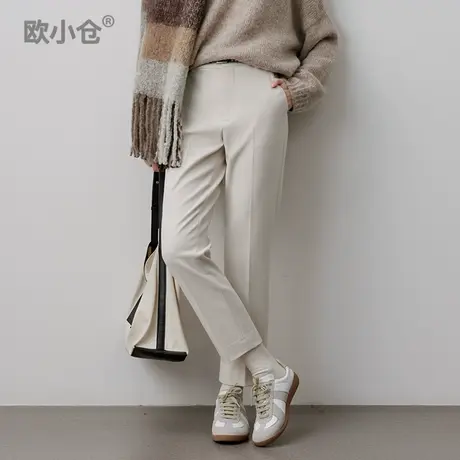 【直播间专享】加厚烟管裤拉剪毛纹九分裤 千鸟格暗窄管裤商品大图