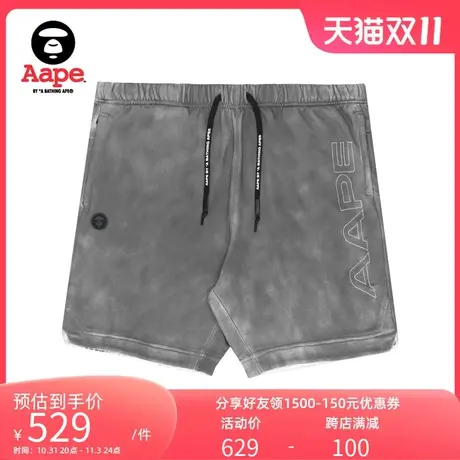 Aape旗舰店男装春夏猿颜徽章简约纯色刺绣松紧抽绳短裤6862XXI商品大图