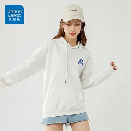 真维斯卫衣女2023春季新款潮流时尚印花长袖上衣休闲宽松外套商品大图