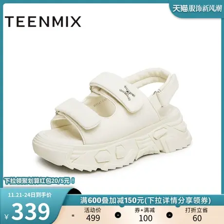 天美意魔术贴一字厚底凉鞋女外穿休闲运动凉鞋子夏季新款BH141BL3商品大图