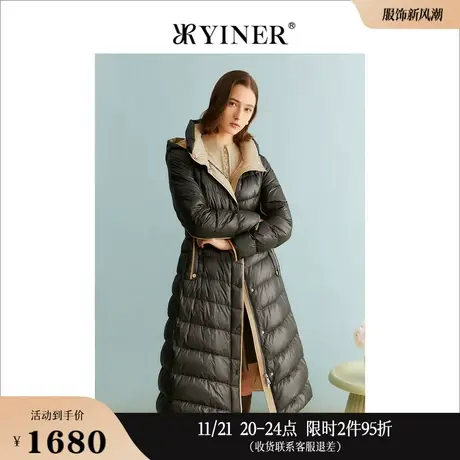 【聚暖白鹅绒】YINER音儿专选女装冬季连帽羽绒服商品大图