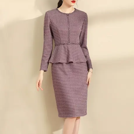 水墨青华春装新品百搭小香风打底裙气质优雅假两件针织连衣裙图片