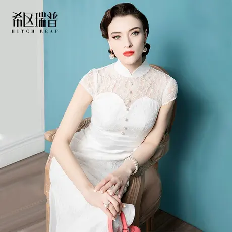 轻奢小众高端蕾丝旗袍改良年轻款连衣裙女夏季中式婚宴敬酒礼服裙商品大图