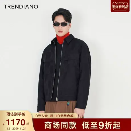 TRENDIANO官方2023新款春季男装修身开衫外套时尚商品大图