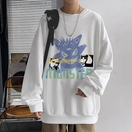 ins港风韩版潮流百搭卫衣男秋季新款宽松打底衫潮牌印花情侣外套商品大图