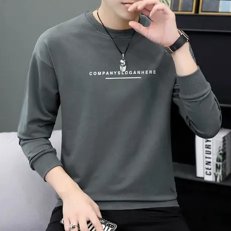 圆领卫衣男士外套2024新款潮流百搭秋装无帽衫男装宽松套头上衣男商品大图